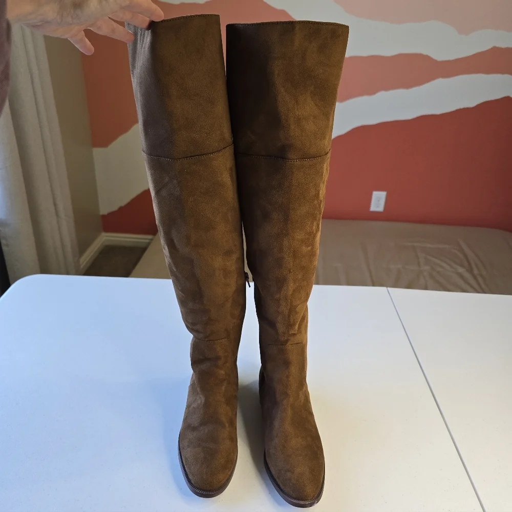 J. Crew Suede Over The Knee Ridding Boots Cognac Women's 8.5‎